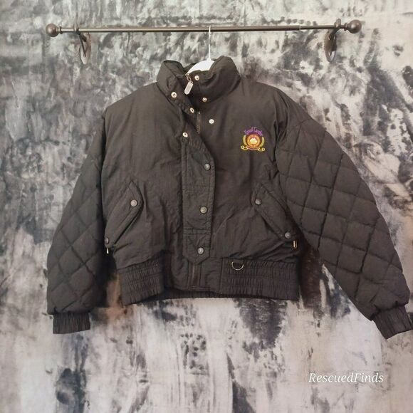 GRAND TARGHEE Black  Duck Down Cropped Snow Spirit Jacket 7 Vintage 1980's - Picture 1 of 10